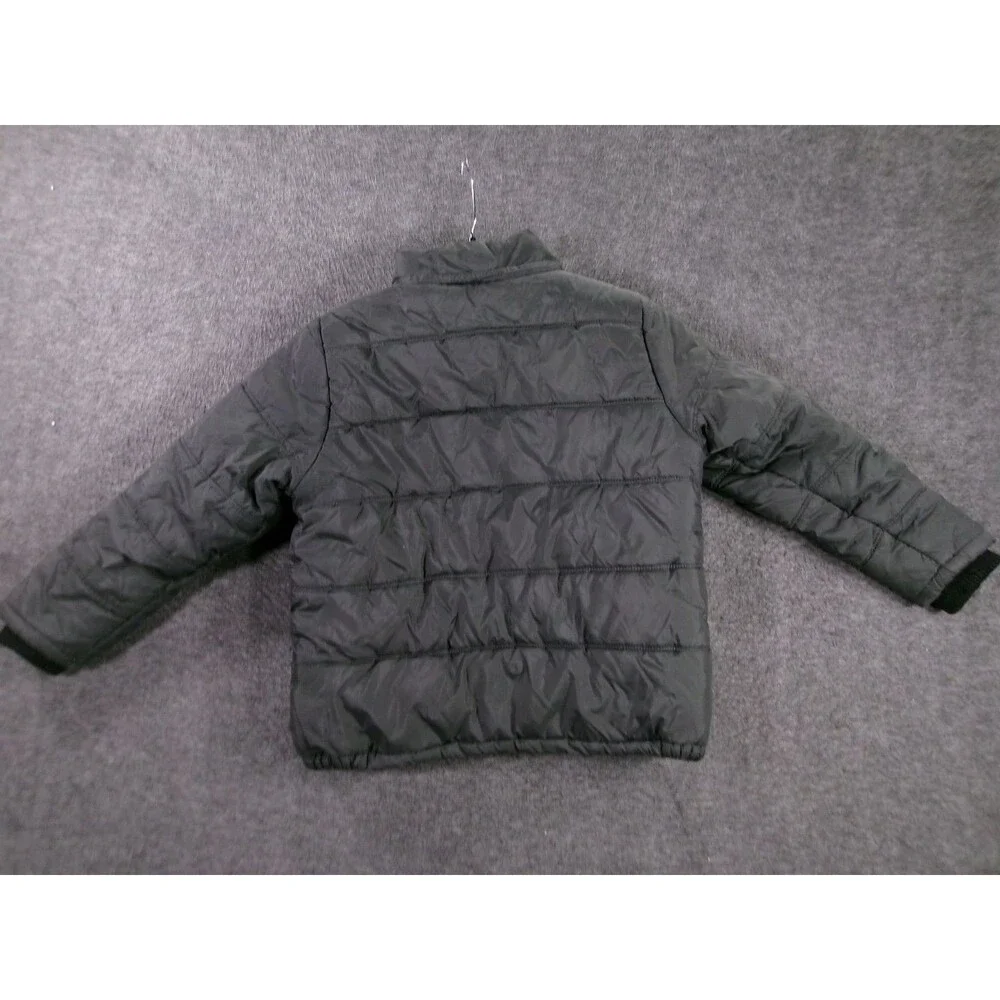 Calvin Klein Jeans Jacket Youth M Black Puffer Insulated Red Fleece Lining